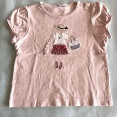 familiar ピンク フリル袖 Tシャツ 100cm