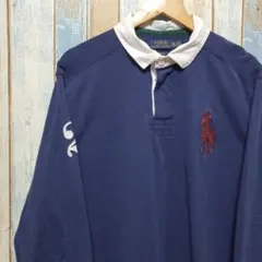 MT☆ポロラルフローレン☆長袖ラガーシャツ☆ビッグポニー☆刺繍ロゴ☆ＸＸＬ