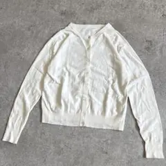 無印良品MUJI シルク コットン長袖カーディガン ナチュラル 羽織 b109のサムネイル