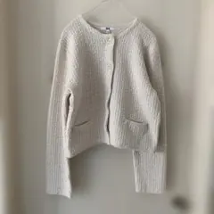 p*a様 UNIQLO ノーカラーニットショートジャケット