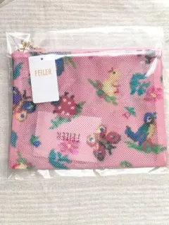 フェイラー　ハイジメッシュポーチピンク　　Мサイズ15×20cm　新品お買い得！