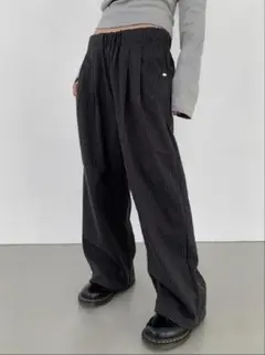 codibook ストライプ ワイドパンツ チャコール グレー 韓国 ストリート