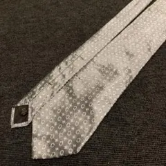 シルク グレー 円形模様 ネクタイ