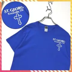 ギルダン 両面プリント 十字架 ワンポイント 半袖 Tシャツ ブルー S メンズのサムネイル