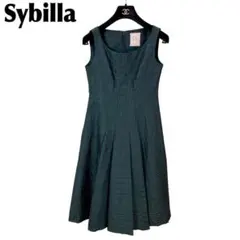 【美品】Sybilla 刺繍ノースリーブロングワンピース 　フレア　M