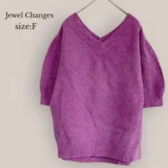 【ジュエルチェンジズ】ブークレニット　５分袖　パープル