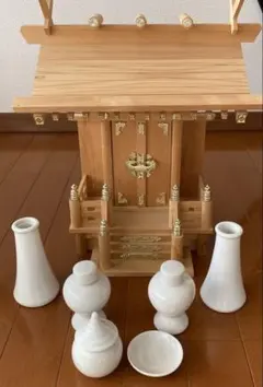 お値下げ❣️神棚　神具セット　木製 ナチュラルウッド
