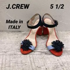極美品☆J.CREW 本革 スエード フラワーデザイン ハイヒールサンダルのサムネイル