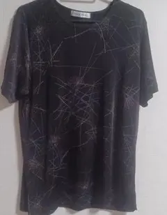 CHAN MEAL 半袖Tシャツ ブラック ラメプリント