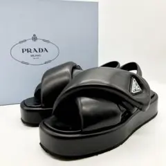 プラダ PRADA モノリス パテッドナッパレザー サンダル 36.5 プラダ PRADA モノリス パテッドナッパレザー サンダル 36.5