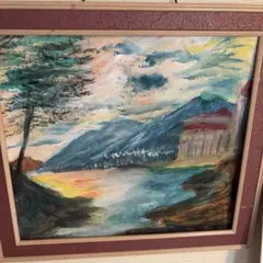 大型額装絵画 66×75cm 風景画 油彩画風 インテリア アート 額付き