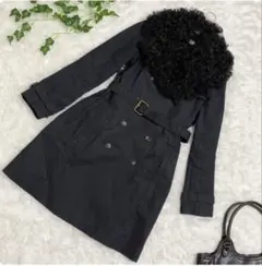 【TORY BURCH】トリーバーチ　Ｍ　黒　トレンチコート　2way　ファー