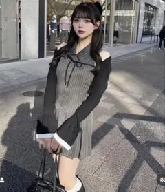 YUI企画　ノースリーブシャツミニワンピース