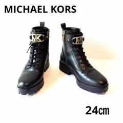 MICHAEL KORS 24㎝ レースアップブーツ ブラック ゴールドロゴのサムネイル
