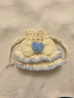 かぎ編み フリル巾着