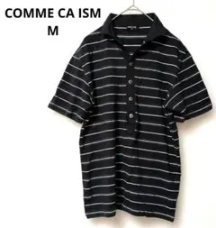 COMME CA ISM ポロシャツ ボーダー ブラック M　コムサイズム　半袖のサムネイル