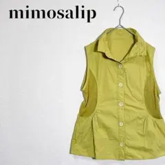 mimosalip　襟付コットンベスト　サイドメッシュ切替　サイズM-L　関ファ