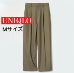 ユニクロ　タックワイドパンツ　カーキ　M