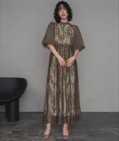 GIRL‎⚘⡱総レースハイネックバルーンスリーブ フレア ロング