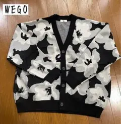 wego ウィゴー ルーズ オーバーサイズ カーディガン 白黒　花柄　Mサイズ