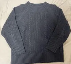 SENSE OF PLACE ブラックケーブル編みニット フリーサイズ　☆