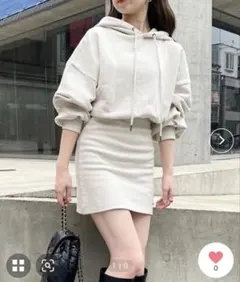 Chico フードスウェットリブミニワンピ