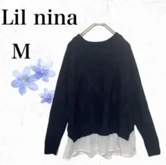 【リルニーナ】Lil nina ドッキングレイヤード風ニット　ウール　春秋コーデ