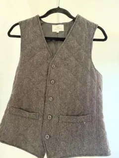 BEAMS HEART グレー ヘリンボーンベスト 46