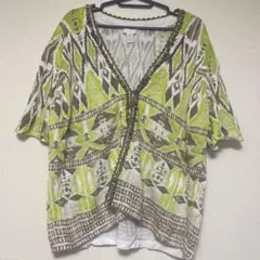 半袖　トップス グリーン　【2XL】 シャツ　ブラウス　半袖　おしゃれ　大きい