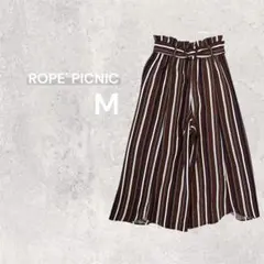 ロペピクニック ハイウエストワイドパンツ ストライプ柄 リボンベルト付 M