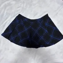 Bershka ベルシュカ　チェック柄 スカパン ブルー×ブラック L