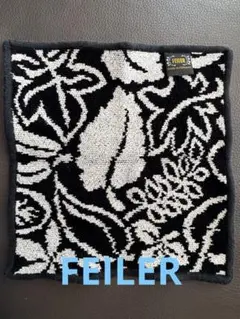 FEILERフェイラー タオル ハンカチ レディース 黒 白 モノクロ 植物柄