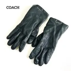 美品】COACH コーチ 本革レザーグローブ カシミヤ メンズ着用 黒
