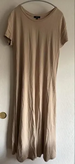 COMME CA ISM ベージュ 半袖ロングワンピース サイズ9