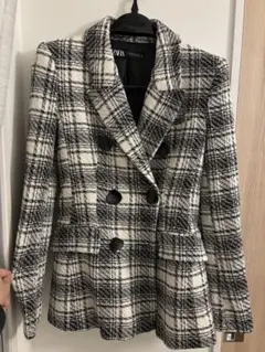 ZARA レディースツイードジャケット　コートXS モノトーン