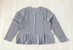 レディース カーディガン ペプラム グレー かわいい XL