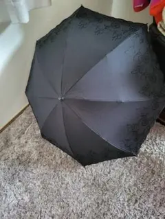 折りたたみ傘 黒 花模様 晴雨兼用 軽量