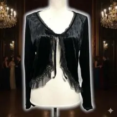 クラッシュベロア ボレロ カーディガン フリル リボン 地雷系 y2k ゴスロリ