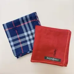 Yves Saint Laurent Burberry ハンカチセット 赤 青