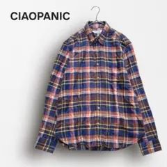 Y7194【チャオパニック】ネルシャツ チェック 長袖 羽織り 古着風 M