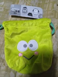 はぴだんぶい、ふわふわフェイス巾着　けろけろけろっぴ