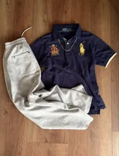 ラルフローレン ポロシャツ ビックポニーネイビー y2k 平成ギャル グランジ