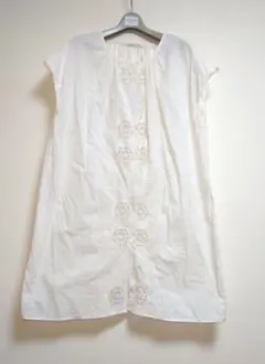 pualcecin 刺繍ブラウス 白 コットン レース スナップボタン フリーのサムネイル