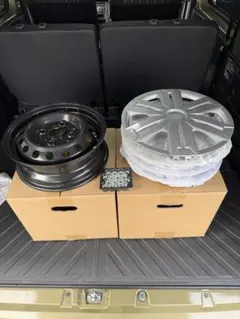 【新車外し】ダイハツ アトレー 純正スチールホイール&ホイールキャップ4個セット 新車外し 送料無料[ダイハツ 純正 スチールホイール用 樹脂製 センター
