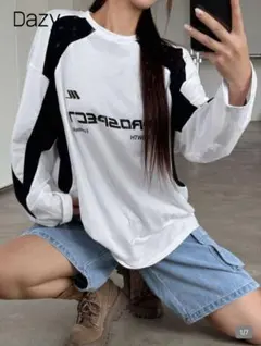 Dazy 長袖Tシャツ ホワイト/ブラック 値下げ⭕️