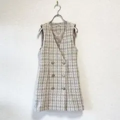 【極美品】 アンビエント ツイードジレ ワンピース ラメ 金ボタン ベスト