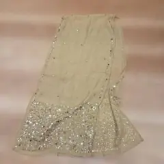 ベージュ スパンコール付き シフォンストール