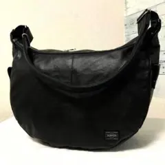 未使用級✨ポーター フリースタイル ショルダーバッグL ハーフムーン ブラック