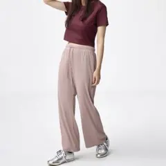 GU リブプルオンパンツ EC限定 丈短め（股下65cm) Sサイズ　ピンク