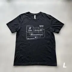 アメリカ古着半袖Tシャツ BLACK 黒 ブラック L 飛行機 USA アメカジ